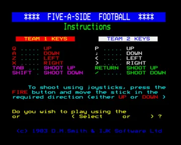 Five-A-Side Football (1983)(IJK)[h TSTH] screen shot title